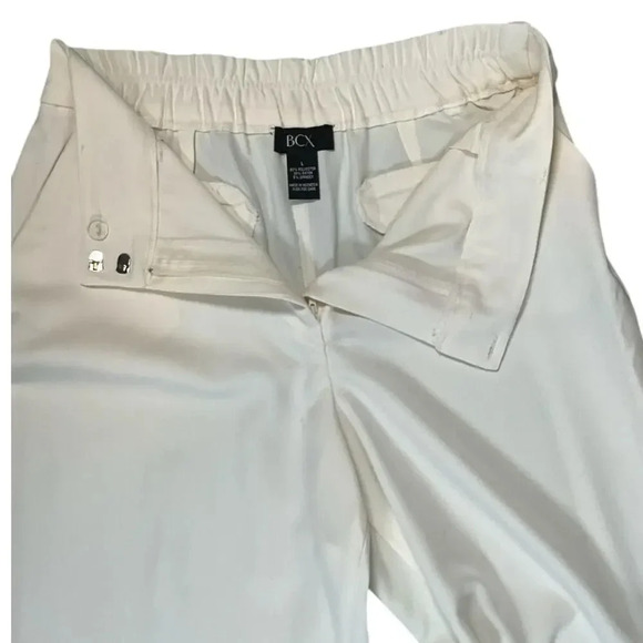 BCX NWT Off White Women's Wide Leg Pants Size Large Elastic Waist Small Flaw - Picture 6 of 10